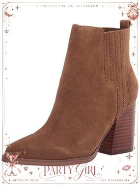 Marc Fisher Matter Ankle Bootie Suede Slip-On Block Heel Pointed Toe